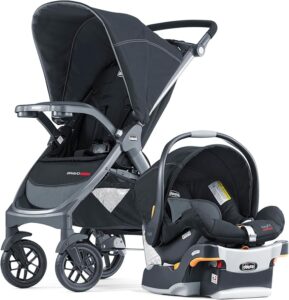 Chicco Bravo Quick-Fold stroller with infant car seat, black
